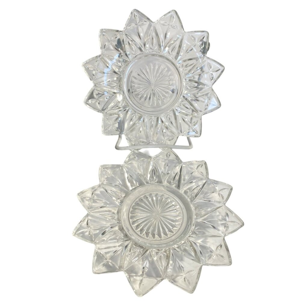 Federal Glass Petal Clear Glass Decorative Dishes Set Of 2 Great Condition